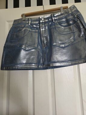 SHEIN Metallic Blue Mini Skirt